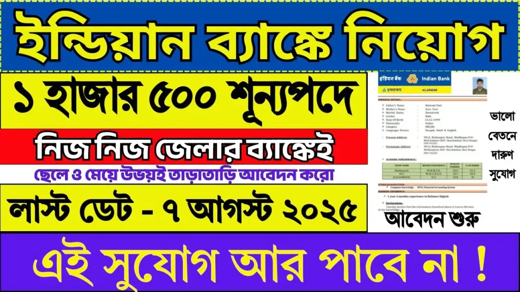 Indian Bank Apprentice Recruitment 2025 Apply Online