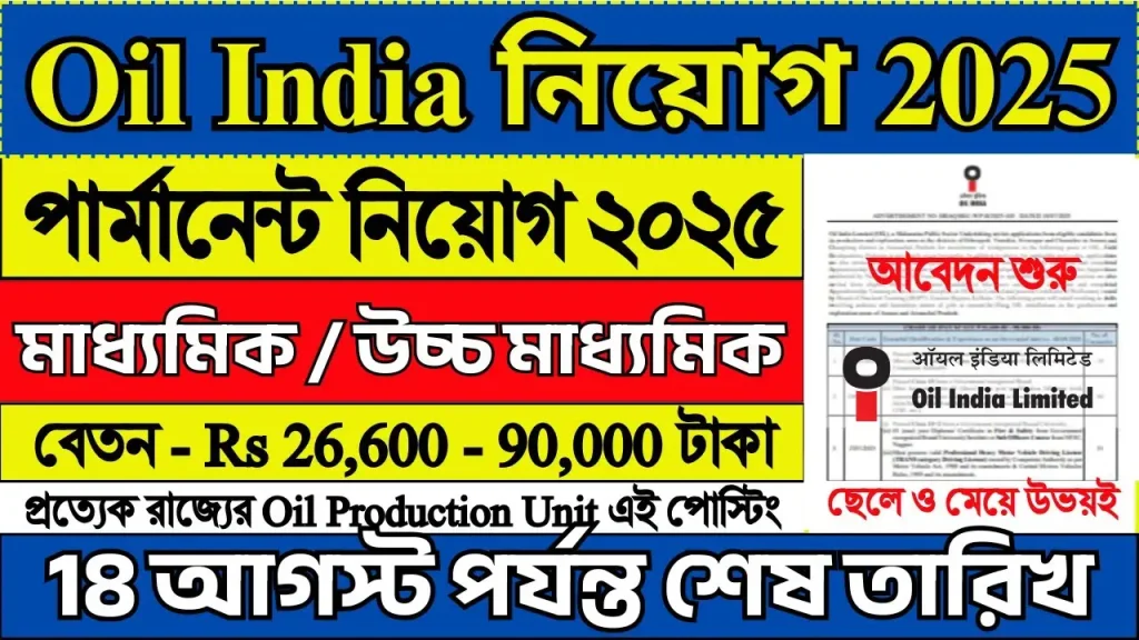 Oil India Limited Recruitment 2025 Apply Online